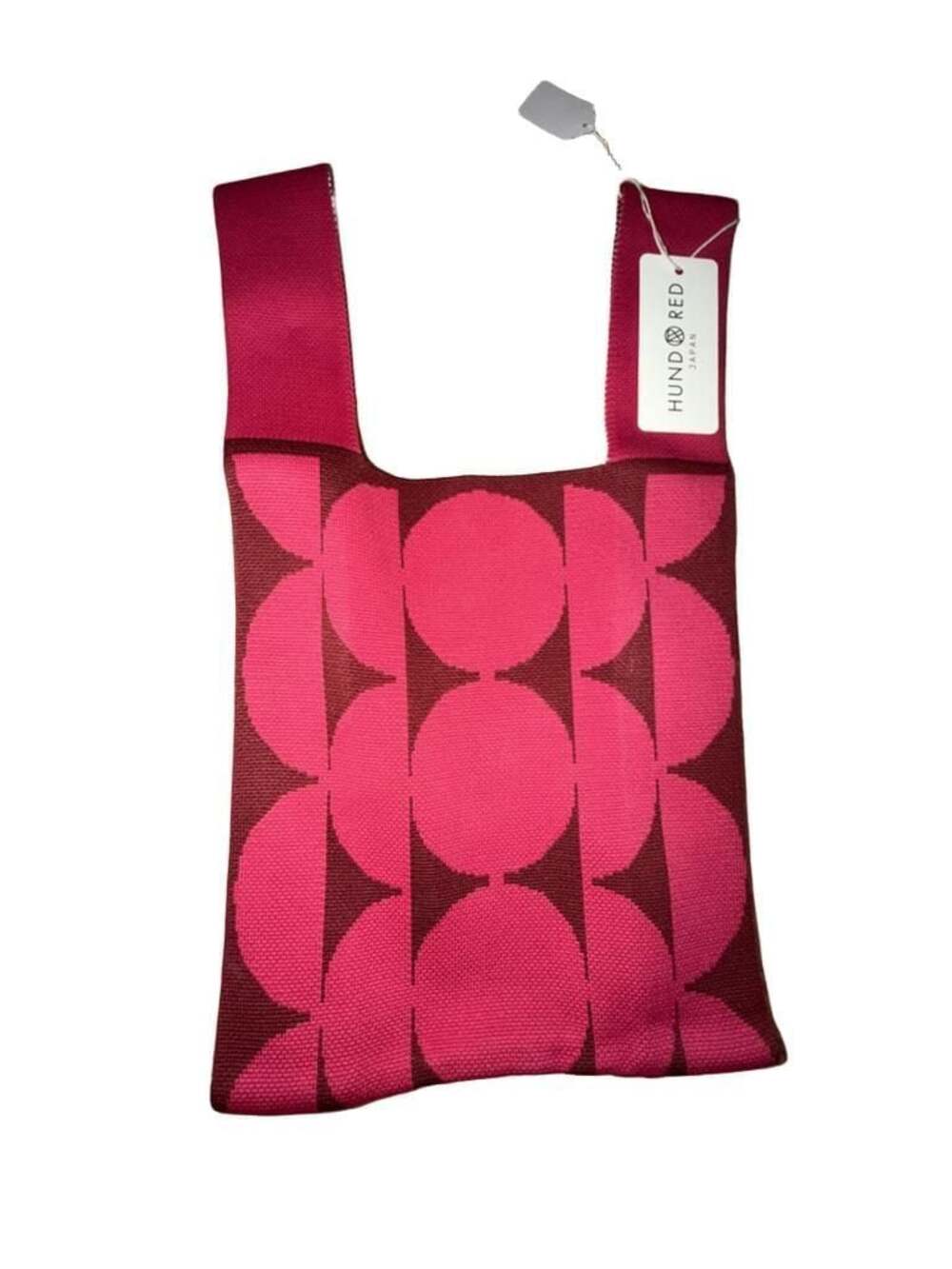 NWT Hundred Japan Knit Bag – Pink & Red Geometric Circle Tote